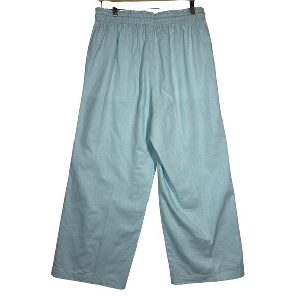 J. Crew Linen-Cotton Blend Wide-Leg Paper-Bag Pants Light Blue Sz M BG359 Casual - Picture 6 of 12